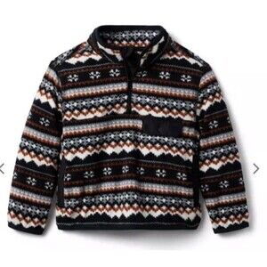 JANIE AND JACK BOYS Fair Isle Fleece Half Zip Pullover Sweater 18-24 Months GUC